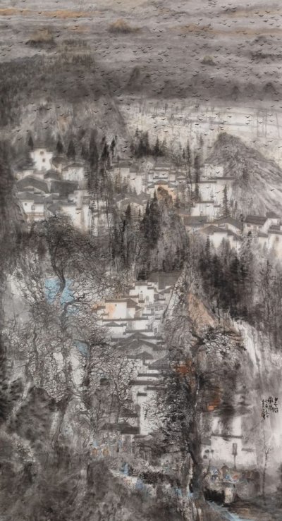 《墨韵徽乡》 230x129cm  纸本设色